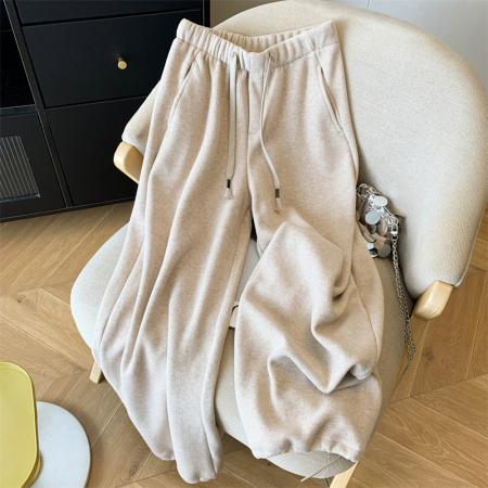 FA48387# 冬季保暖束脚两穿羊绒裤女宽松百搭加绒加厚慵懒宽松休闲裤 服裝批發女裝批發服飾貨源