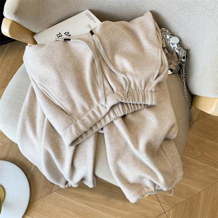 FA48387# 冬季保暖束脚两穿羊绒裤女宽松百搭加绒加厚慵懒宽松休闲裤 服裝批發女裝批發服飾貨源