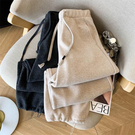 FA48387# 冬季保暖束脚两穿羊绒裤女宽松百搭加绒加厚慵懒宽松休闲裤 服裝批發女裝批發服飾貨源