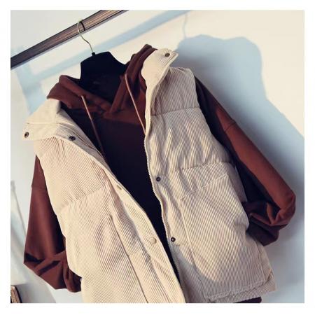 FA48391# 新款韩版纯色宽松灯芯绒保暖背心马夹女无袖坎肩 服裝批發女裝批發服飾貨源