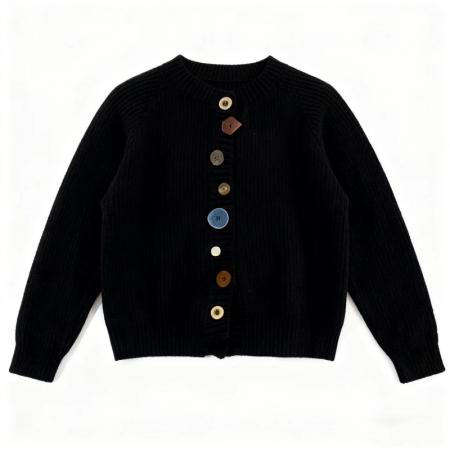 FA48393# 秋冬季新款减龄上衣设计感不规则彩扣针织开衫毛衣外套 服裝批發女裝批發服飾貨源