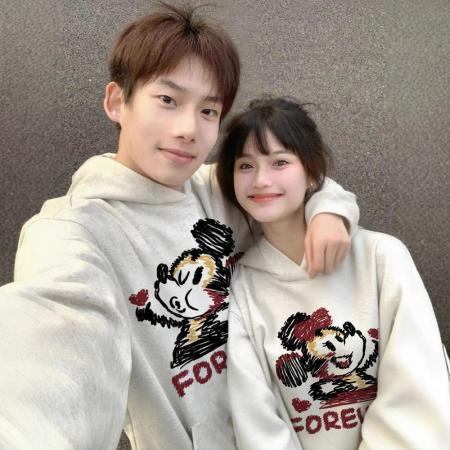 FA48423# 早秋高级感情侣装卫衣春秋款新款潮牌高级感花灰色连帽外套女  服裝批發女裝批發服飾貨源