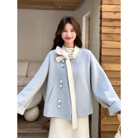 FA48450# 小个子显瘦时尚短款新款修身毛呢上衣装减龄厚毛呢外套女冬季 服裝批發女裝批發服飾貨源