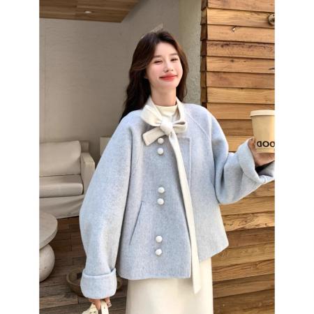 FA48450# 小个子显瘦时尚短款新款修身毛呢上衣装减龄厚毛呢外套女冬季 服裝批發女裝批發服飾貨源