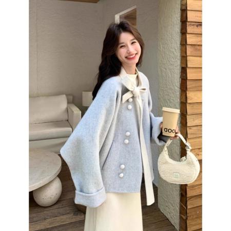 FA48450# 小个子显瘦时尚短款新款修身毛呢上衣装减龄厚毛呢外套女冬季 服裝批發女裝批發服飾貨源