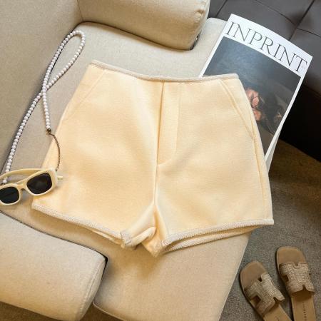 FA48456# 加厚毛呢短裤女秋冬休闲直筒裤子高腰显瘦阔腿裤a字靴裤 服裝批發女裝批發服飾貨源