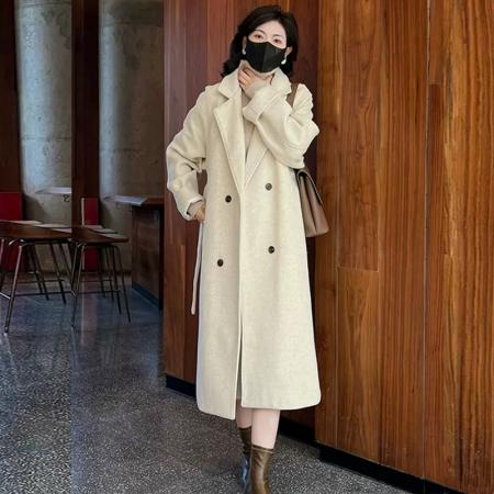 FA48462# 高端毛呢外套女洋气秋冬新品时尚韩版宽松中长款加厚呢大衣潮 服裝批發女裝批發服飾貨源