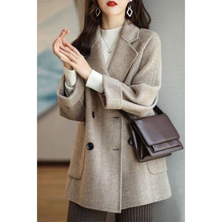 FA48465# 加棉不加棉毛呢大衣女秋冬季新款宽松显瘦百搭洋气毛呢外套女 服裝批發女裝批發服飾貨源