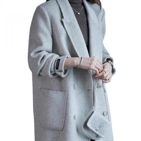 FA48466# 新款休闲百搭羊毛绒大衣秋冬女装时尚今年流行双面呢外套显瘦 服裝批發女裝批發服飾貨源