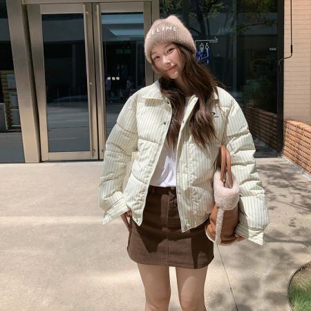 FA48478# 呆呆文美式复古棉服外套女秋冬季小众显瘦百搭面包服棉衣 服裝批發女裝批發服飾貨源