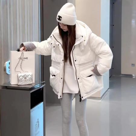 FA48484# 新款羽绒绵服女短款小个子韩版宽松加厚连帽面包服保暖外套 服裝批發女裝批發服飾貨源