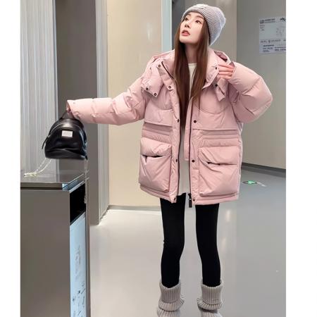 FA48484# 新款羽绒绵服女短款小个子韩版宽松加厚连帽面包服保暖外套 服裝批發女裝批發服飾貨源