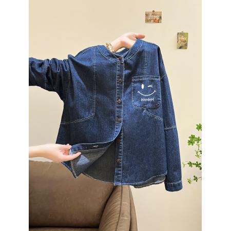 FA48498# 原版质量牛仔宽松大码女装200斤开衫牛仔外套女春秋季 服裝批發女裝批發服飾貨源