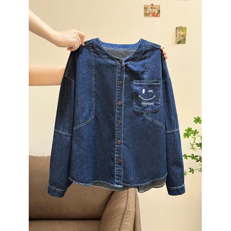 FA48498# 原版质量牛仔宽松大码女装200斤开衫牛仔外套女春秋季 服裝批發女裝批發服飾貨源