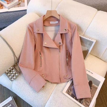 FA48499# 仿鹿皮绒外套女秋冬短款新款宽松休闲百搭小个子气质显瘦夹克 服裝批發女裝批發服飾貨源