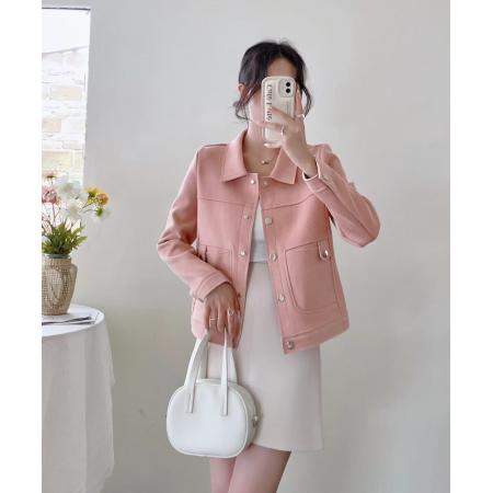 FA48500# 仿鹿皮绒外套女秋冬短款新款宽松休闲百搭小个子气质显瘦夹克 服裝批發女裝批發服飾貨源