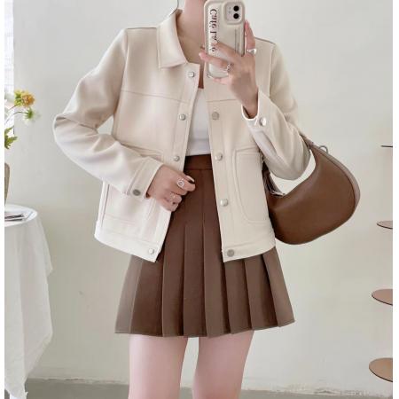 FA48500# 仿鹿皮绒外套女秋冬短款新款宽松休闲百搭小个子气质显瘦夹克 服裝批發女裝批發服飾貨源