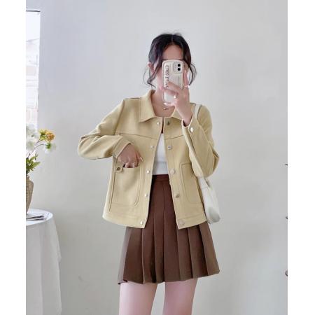 FA48500# 仿鹿皮绒外套女秋冬短款新款宽松休闲百搭小个子气质显瘦夹克 服裝批發女裝批發服飾貨源