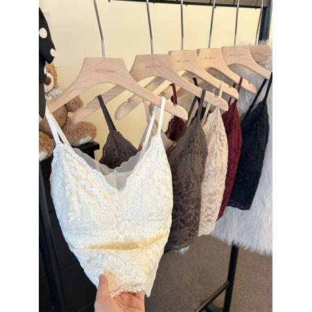 FA48505# 蕾丝v领带胸垫磨毛加绒保暖吊带背心女秋冬性感辣妹内搭打底上衣 服裝批發女裝批發服飾貨源