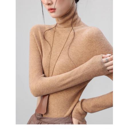 FA48517# 紫色高领柔软长袖打底保暖内搭针织衫高级感上衣女秋冬新款 服裝批發女裝批發服飾貨源