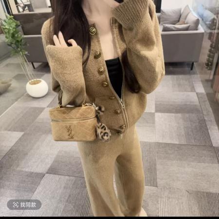 FA48530# 今年流行的女装套装新款休闲慵懒风加厚针织开衫休闲裤两件套 服裝批發女裝批發服飾貨源