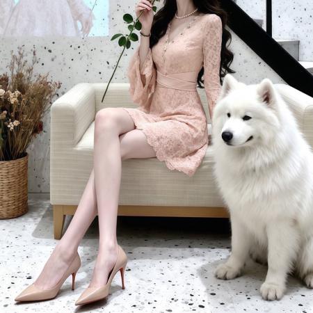 FA48542# 法式名媛风重工钉珠V领蕾丝连衣裙女长袖收腰显瘦气质绝美小裙子 服裝批發女裝批發服飾貨源