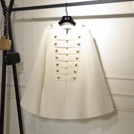 FA48552# 高级感轻奢披肩斗篷外套女秋冬新款气质小香风貂绒披风赫本风大衣 服裝批發女裝批發服飾貨源