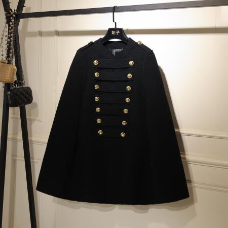 FA48552# 高级感轻奢披肩斗篷外套女秋冬新款气质小香风貂绒披风赫本风大衣 服裝批發女裝批發服飾貨源