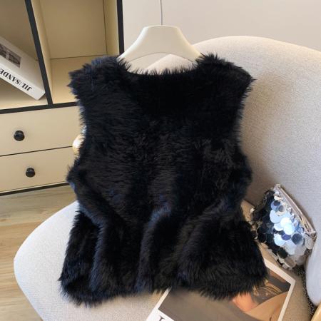 FA48563# 加厚高品质仿水貂洋气时尚珍珠针织马甲女外搭毛衣女上衣 服裝批發女裝批發服飾貨源