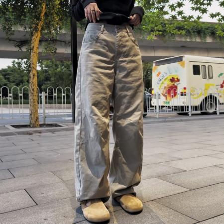 FA48565# 秋冬新款梨型身材时尚设计感百搭高腰显瘦阔腿直筒牛仔长裤女 服裝批發女裝批發服飾貨源