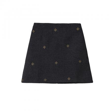 FA48579# 灰色毛呢a字半身裙女秋冬新款小个子加厚高腰包臀裙短裙 服裝批發女裝批發服飾貨源