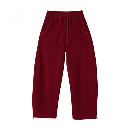 FA48581# 加绒加厚安可拉红抽绳弯刀运动裤女秋冬高腰休闲宽松阔腿卫裤 服裝批發女裝批發服飾貨源