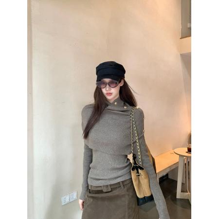 FA48587# 红人馆高领毛衣女款新款冬季可外穿内搭上衣慵懒高级感针织衫 服裝批發女裝批發服飾貨源