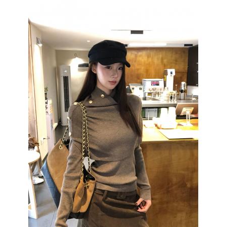 FA48587# 红人馆高领毛衣女款新款冬季可外穿内搭上衣慵懒高级感针织衫 服裝批發女裝批發服飾貨源