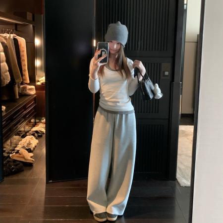 FA48588# 心机打底拼接条纹假两件长袖T恤女修身显瘦打底上衣 服裝批發女裝批發服飾貨源