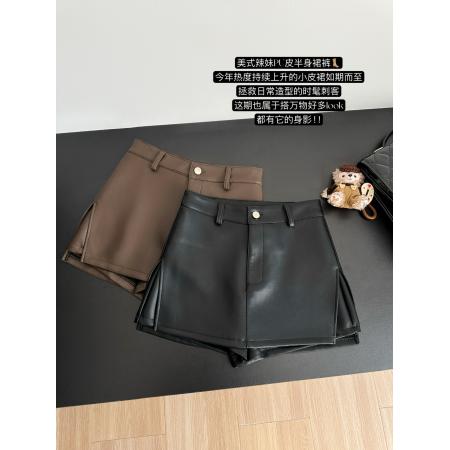 FA48593# 美式辣妹PU皮半身裙裤女秋冬季新款高腰显瘦时尚辣妹气质半身短裙 服裝批發女裝批發服飾貨源