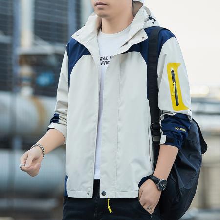 FA48630# 冲锋衣男连帽夹克衫男防风防水工装春秋季年新款户外情侣外套钓鱼装 男装批发