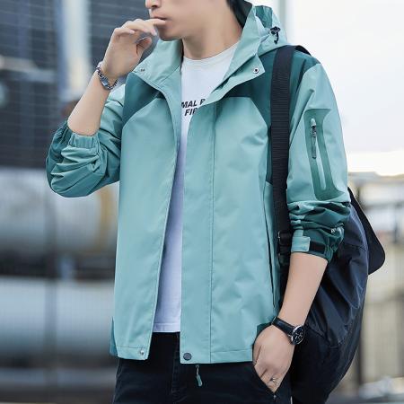 FA48630# 冲锋衣男连帽夹克衫男防风防水工装春秋季年新款户外情侣外套钓鱼装 男装批发