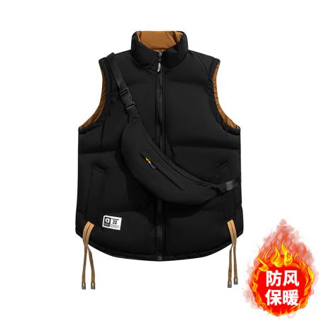 FA48636# 送背包双面穿马甲男女款背包双面穿马甲保暖坎肩青少年潮牌背包马甲学生马甲户外羽绒棉马甲 男装批发