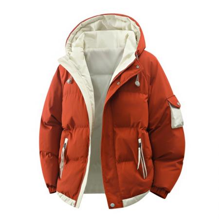 FA48638# 秋冬高品质休闲连帽棉衣男潮牌连帽棉衣情侣款假两件加厚棉服青少年连帽棉衣学生棉服高品质 男装批发