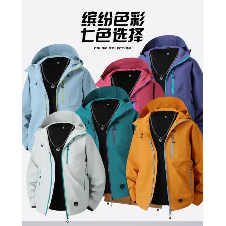 FA48643# 爆款情侣款冲锋衣男夹克外套男户外登山服潮休闲外套夹克青少年休闲连帽外套 男装批发