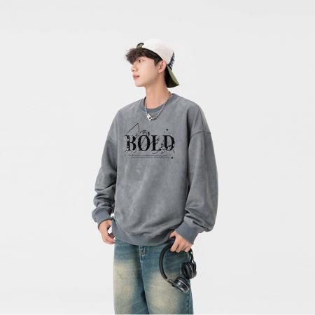 FA48644# 麂皮绒卫衣男...