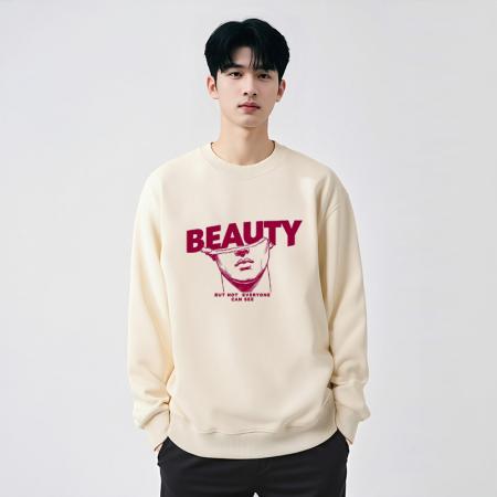 FA48649# 秋季华棉加绒圆领潮流保暖上衣情侣宽松情侣T恤休闲卫衣 男装批发