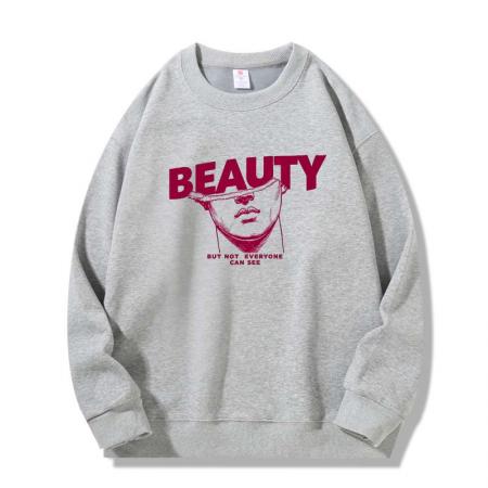 FA48649# 秋季华棉加绒圆领潮流保暖上衣情侣宽松情侣T恤休闲卫衣 男装批发