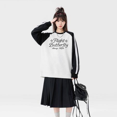 FA48650# 青创优品高品质卫衣男新款圆领休闲男女春秋款百搭宽松套头打底衫 男装批发