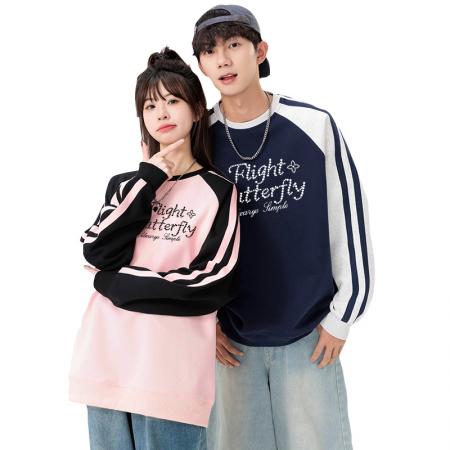 FA48650# 青创优品高品质卫衣男新款圆领休闲男女春秋款百搭宽松套头打底衫 男装批发