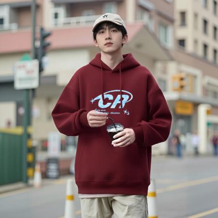 FA48652# 秋季新款帽衫潮流简约保暖上衣情侣宽松情侣T恤连帽卫衣 男装批发