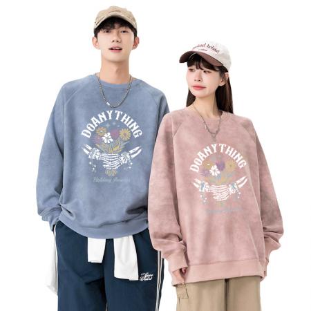 FA48654# 秋季新款卫衣男女同款圆领潮牌麂皮绒上衣 男装批发