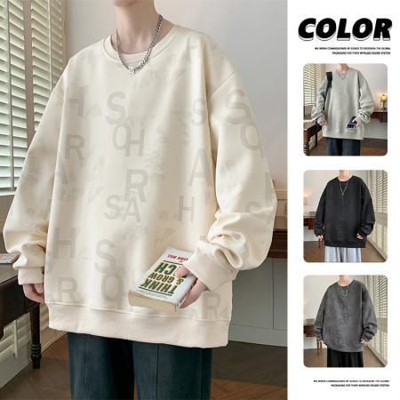 FA48663# 重磅大码潮流字母满印圆领卫衣 男装批发