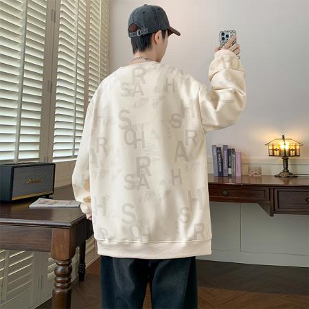 FA48663# 重磅大码潮流字母满印圆领卫衣 男装批发